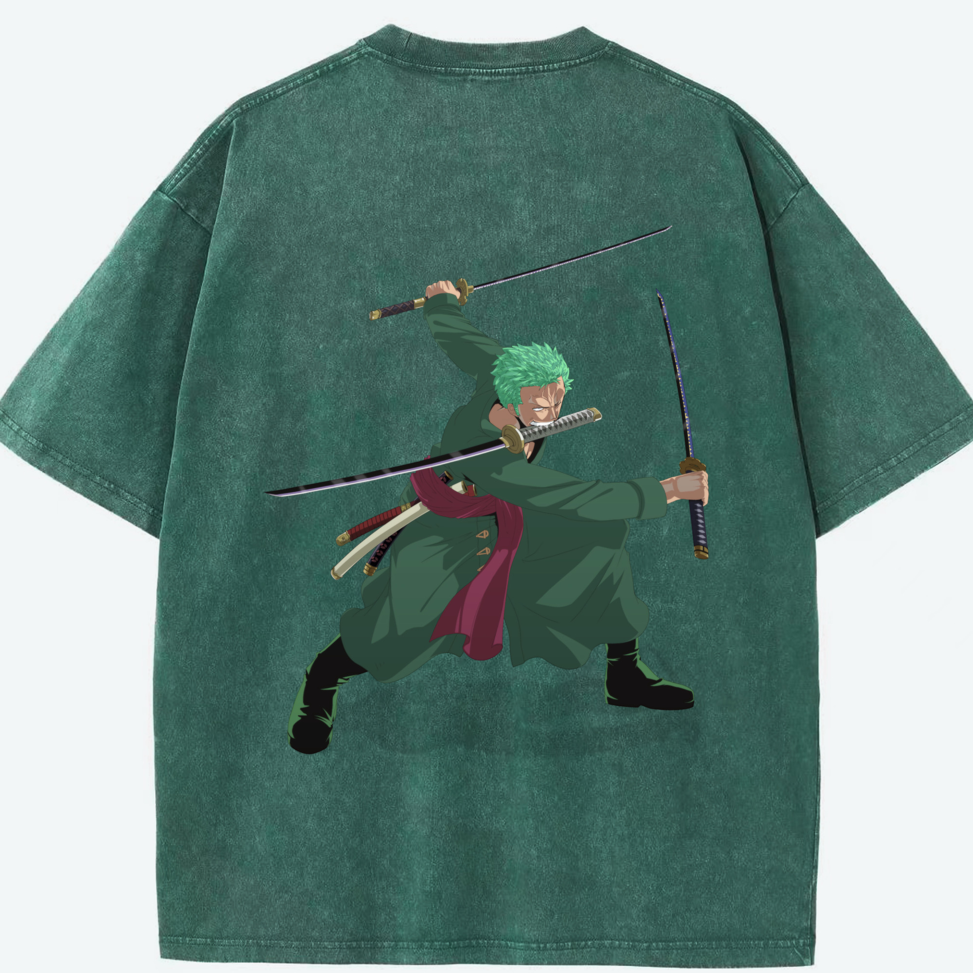 ワンピース ロロノア・ゾロ ONE PIECE Roronoa Zoro 綿100% ヴィンテージ風 半袖Tシャツ（背面プリント）
